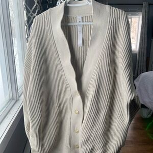 lululemon athletica Cream Ribbed Button-Front Cardigan